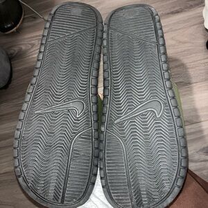 Nike womens dark green slides